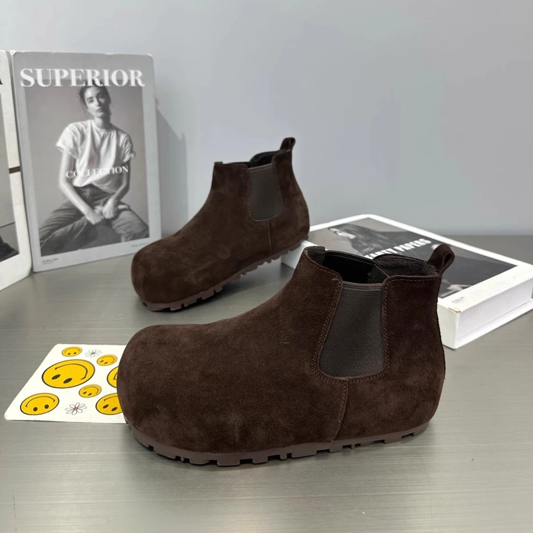 2025秋季新款卡皮巴拉内增高勃肯短靴复古大头鞋休闲女时尚百搭潮