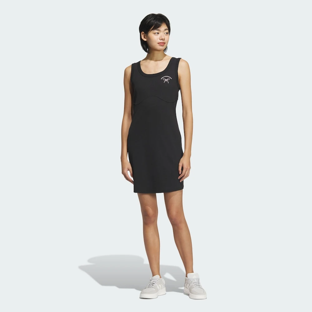 adidas/阿迪达斯DANCE DRESS女子蝴蝶结刺绣黑色无袖连衣裙JY7651