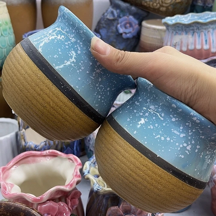 多肉绿植陶瓷花盆9.9包邮，有孔