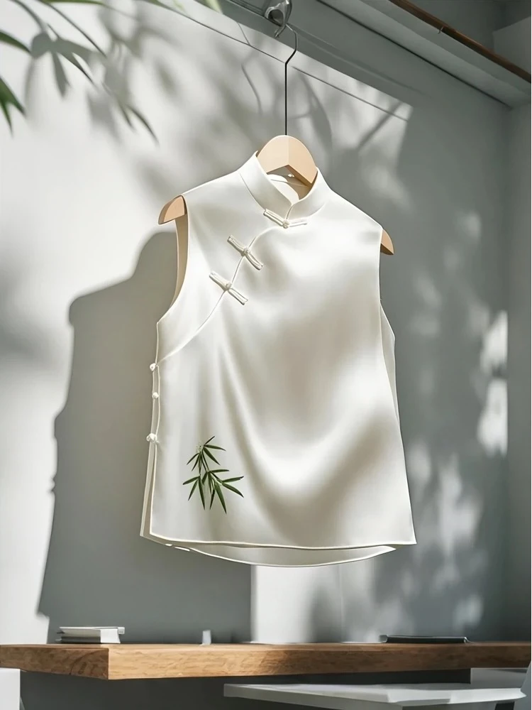 新中式国风白色马甲背心女2025春季高级感独特超好看气质叠穿马夹