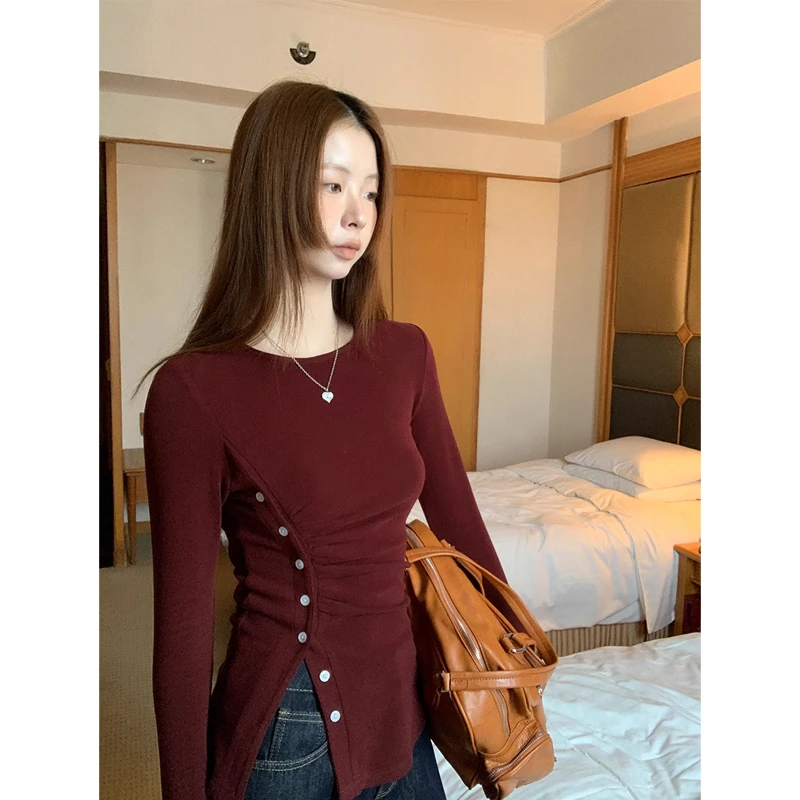 【萍萍清仓】T恤 修身时尚百搭通勤保暖冬拼接T恤244V3820