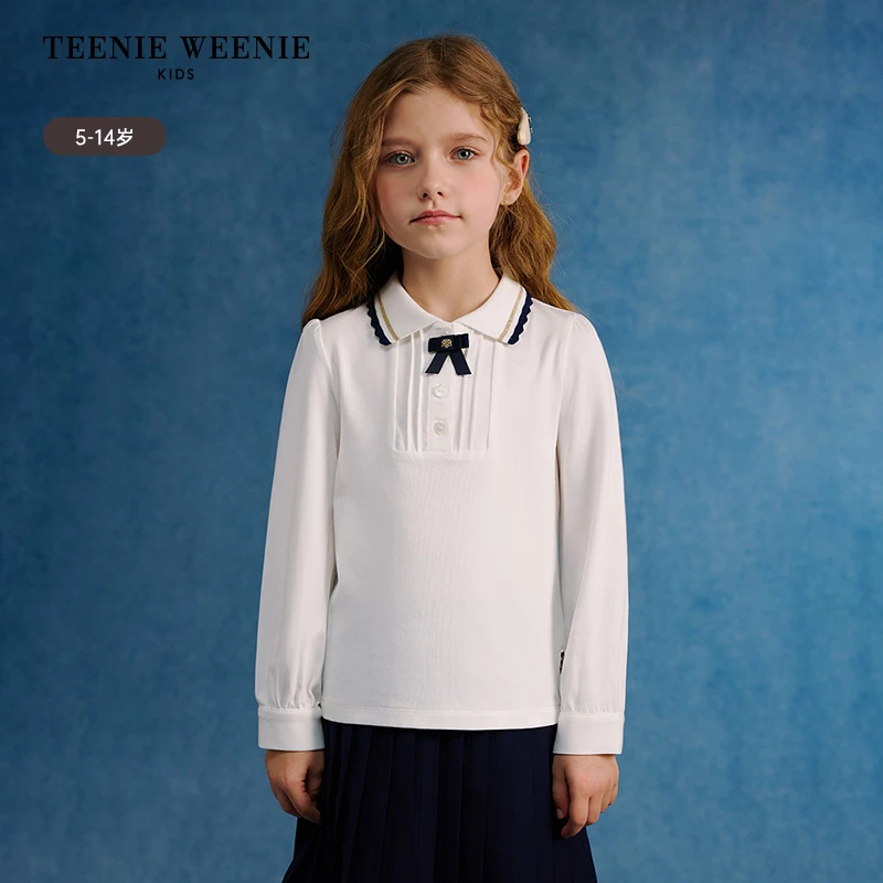 TeenieWeenieKids小熊童装25甜美花边翻领长袖打底衫TKHA251251K