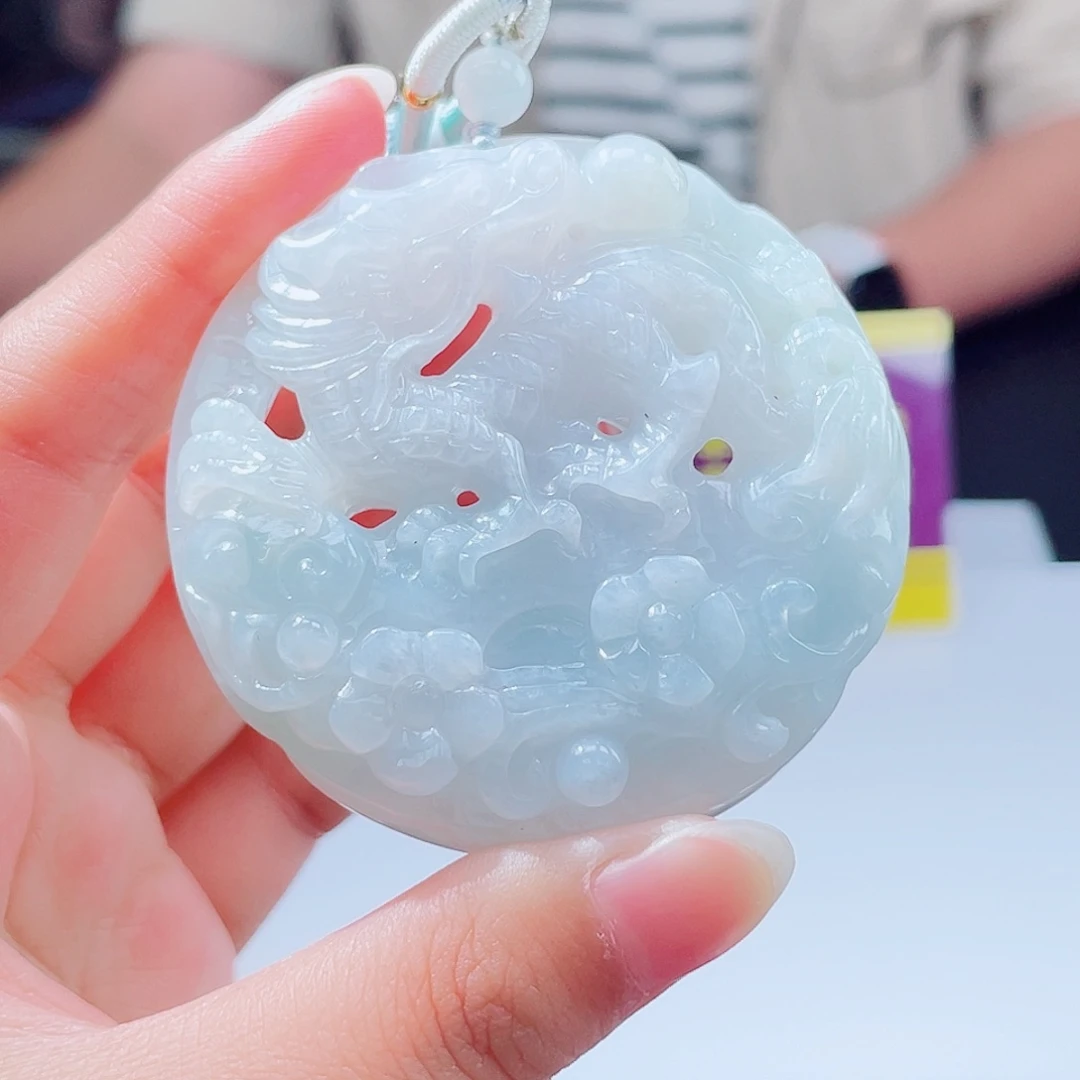 颈饰未镶嵌翡翠翡翠挂件龙牌