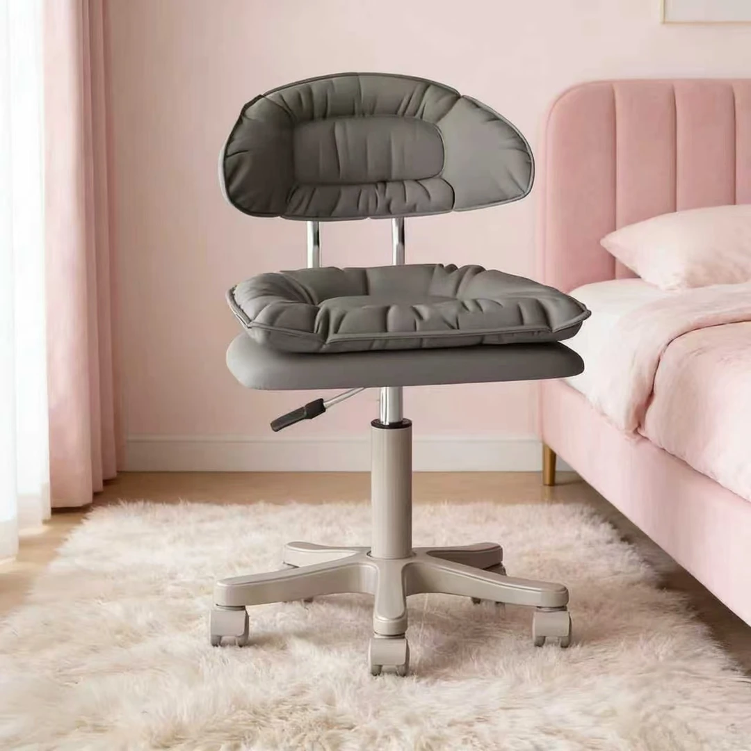 简约皮质厚坐垫转椅四季冬季通用护腰柔软舒适懒人转椅梳妆居家椅