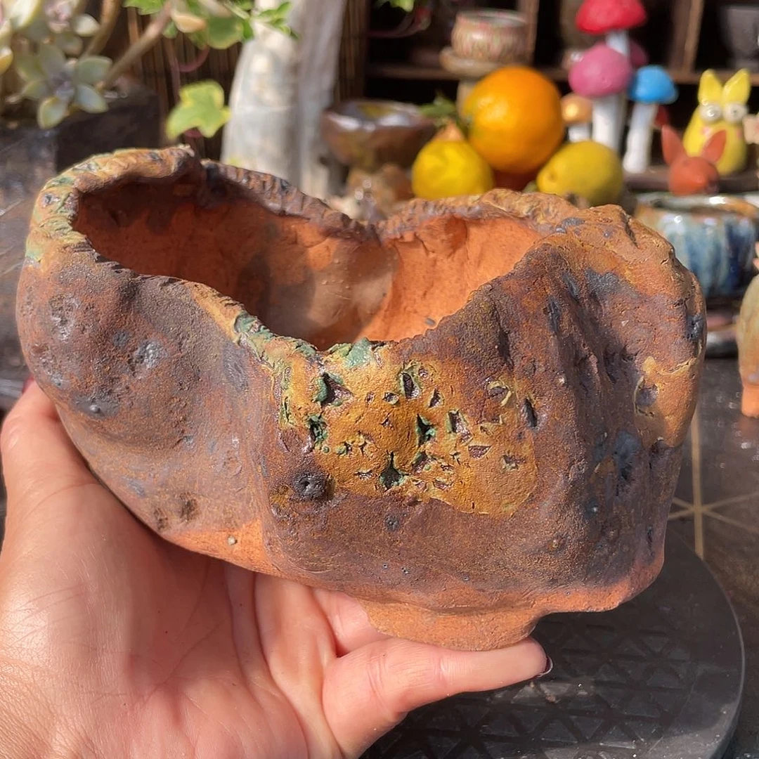 福利手工粗陶高温花盆