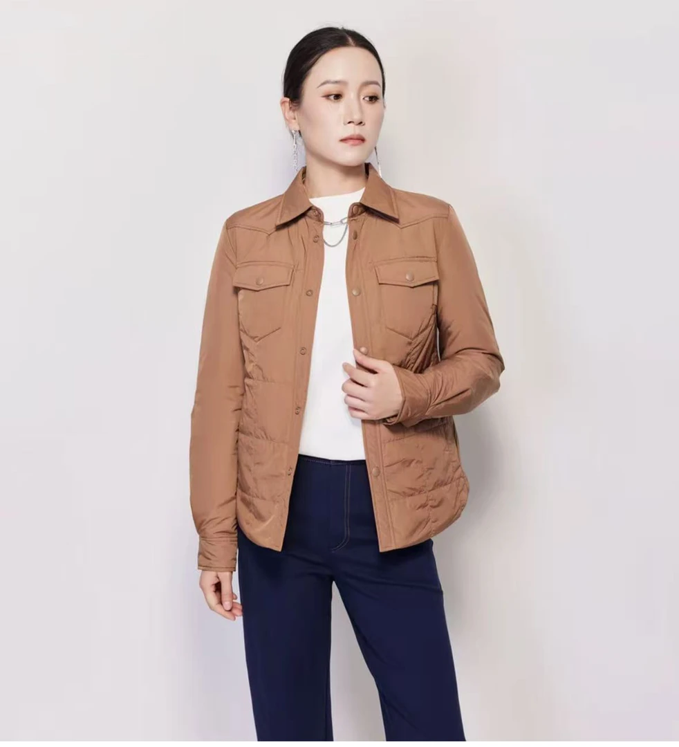 商场同款正品女装秋冬款雪丽翻领棉女百搭正肩外套轻薄棉服140018