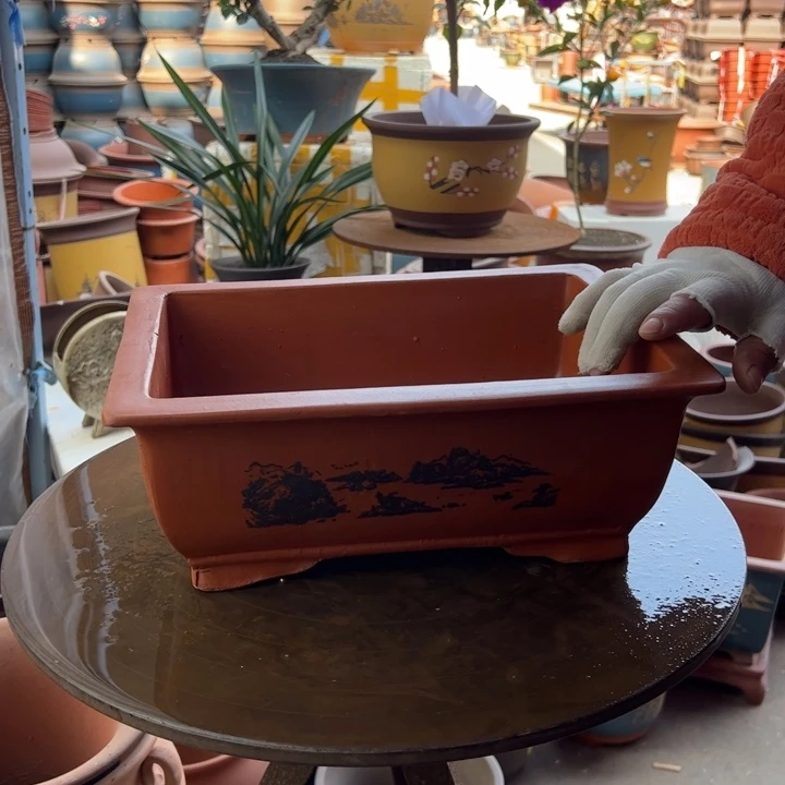 紫砂宜兴紫砂花盆红马槽32