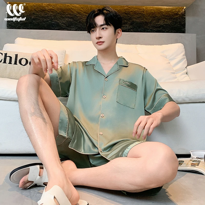 睡衣男夏季夏天薄款冰丝短袖青少年可外穿男士2025新款家居服套装