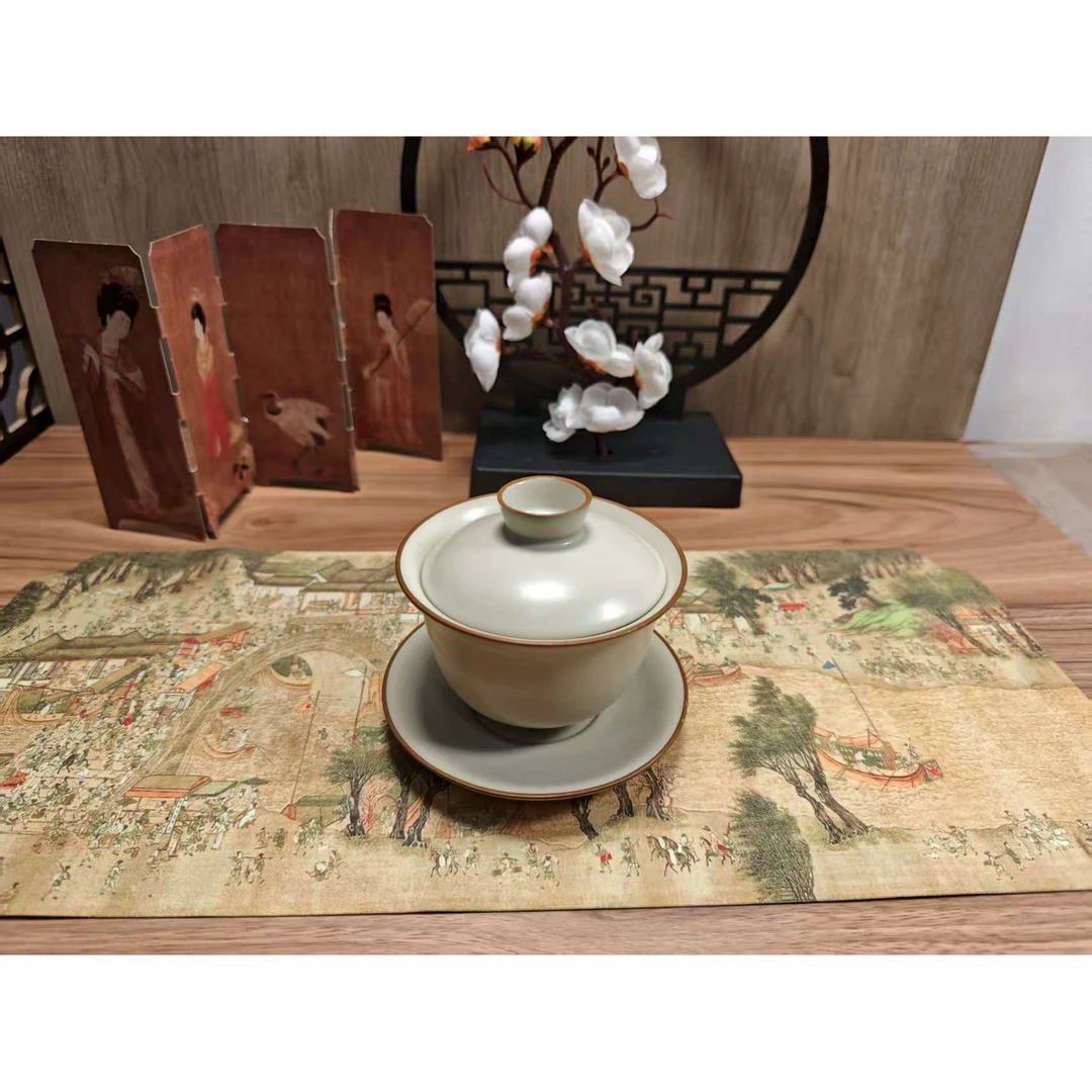 汝窑三才盖碗茶杯单个大号家用3124