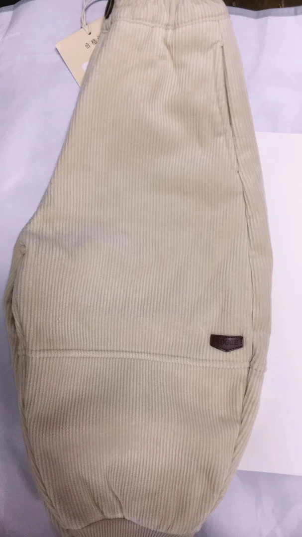 小巴黎时尚休闲宽松竖条绒哈伦裤百搭洋气灯芯绒垮裤B51