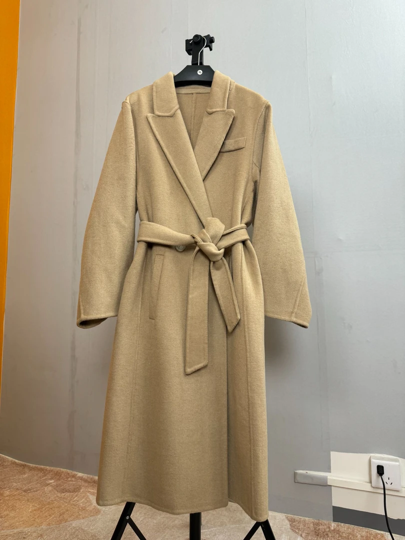 2024年新款中长款西装领羊毛大衣外套设计感风衣慵懒时尚百搭气质