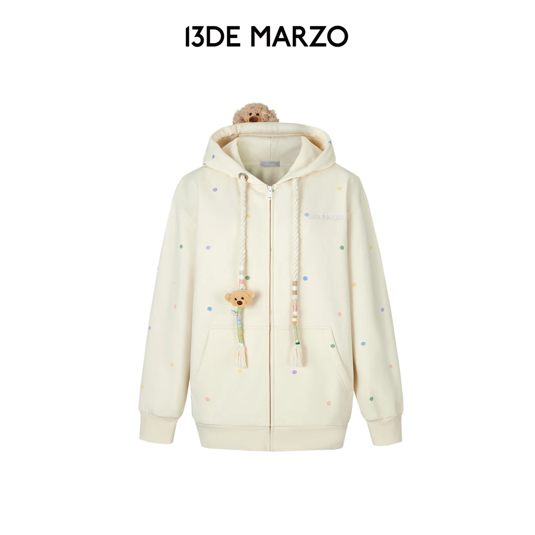 13DE MARZO男女同款彩色帽绳时尚复古穿搭带帽卫衣潮流专柜同款