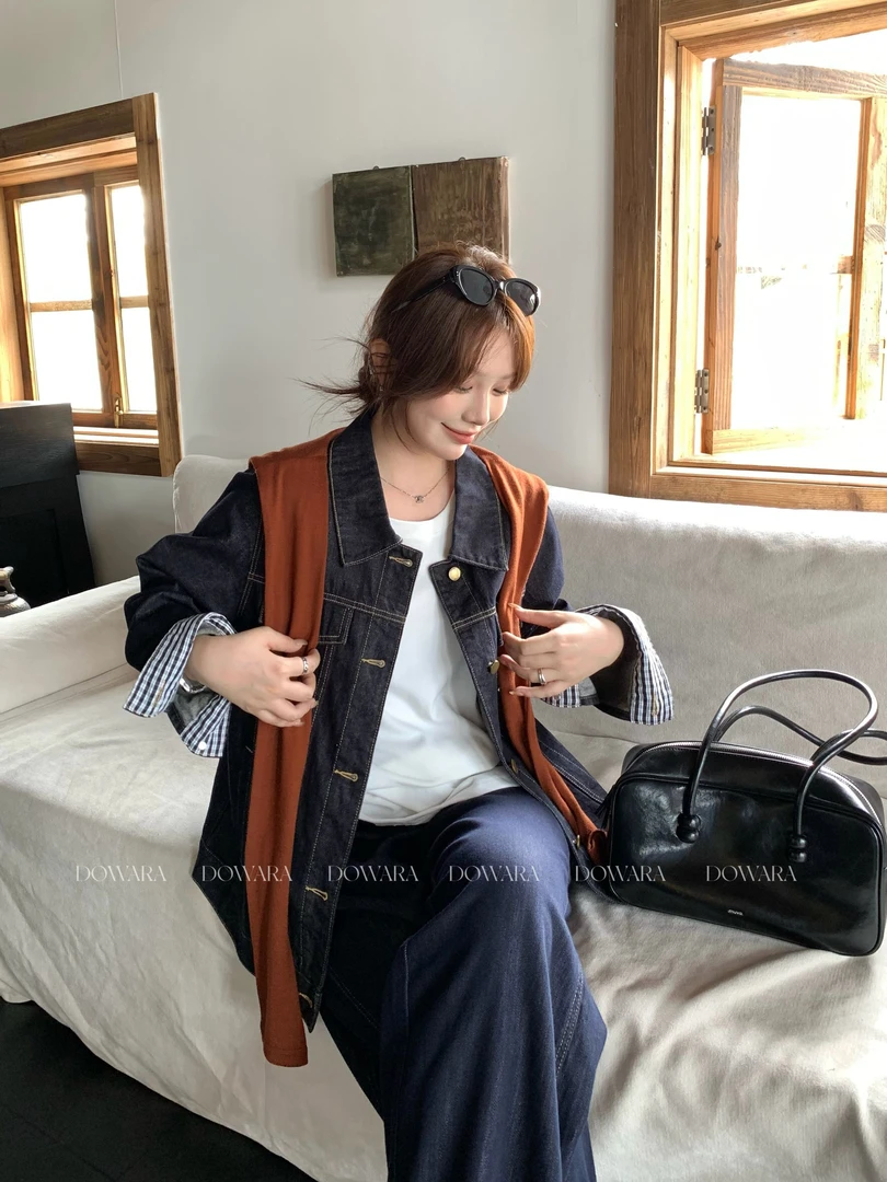 现货8953D大婉酱肉肉微胖定制【原纱牛仔外套】棉感牛仔显瘦外套