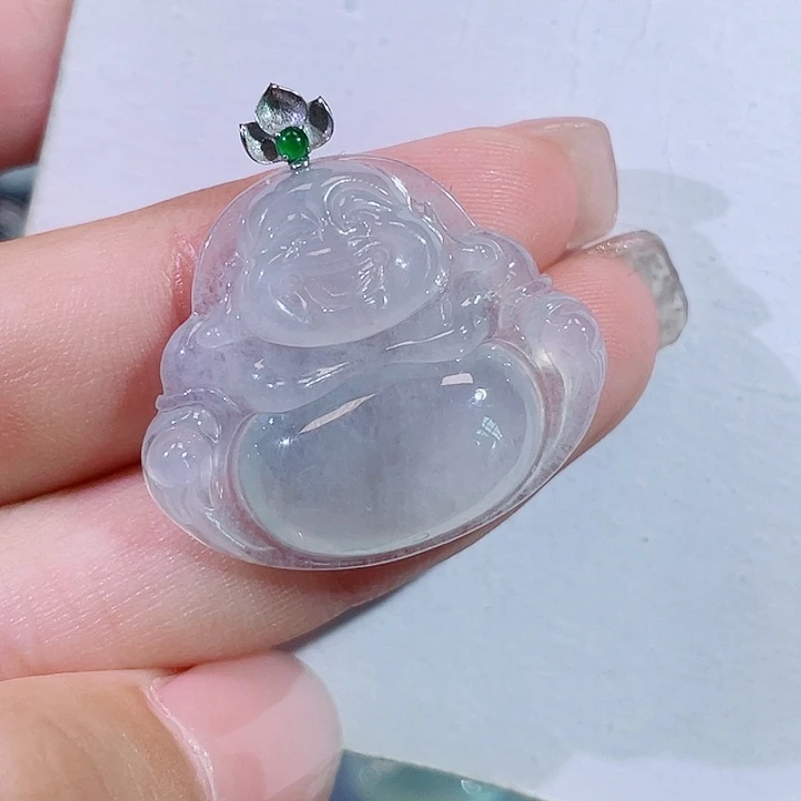 颈饰18K金镶嵌翡翠佛公