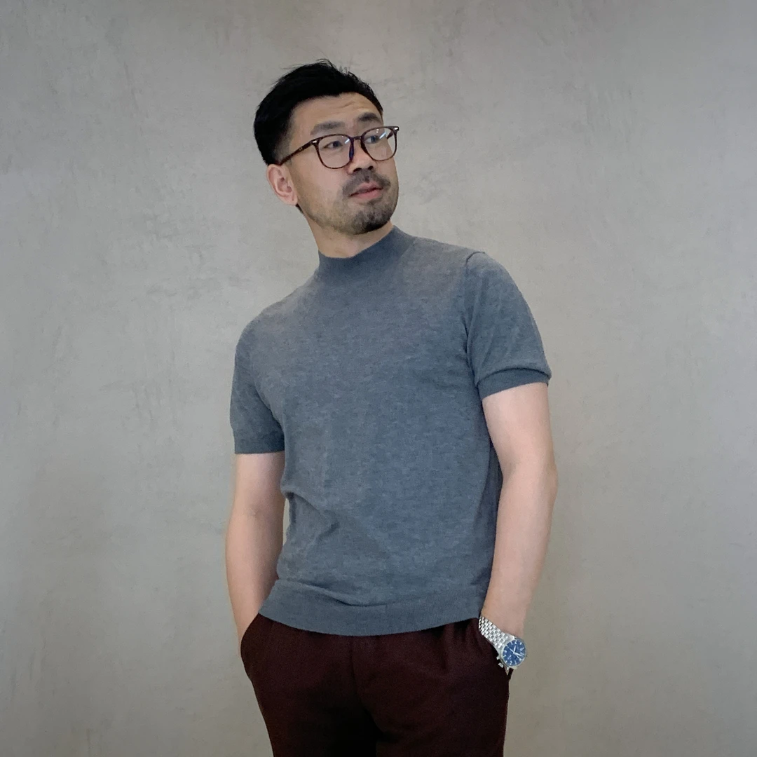 【两件组合装】【半高领】含可机洗早春休闲百搭针织短袖男打底衫薄款