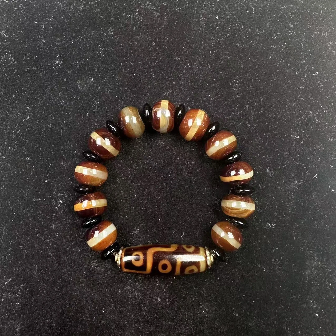 非金属珐琅手链 <米多缘>料器腰缠万贯九眼手串（多样性发货）