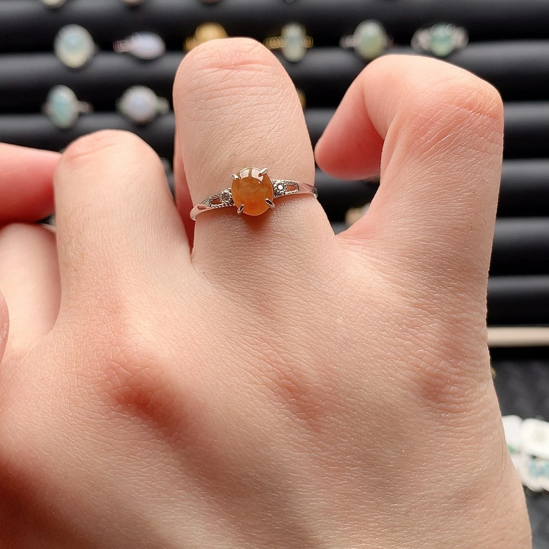 翡翠戒指银S925镶嵌0074