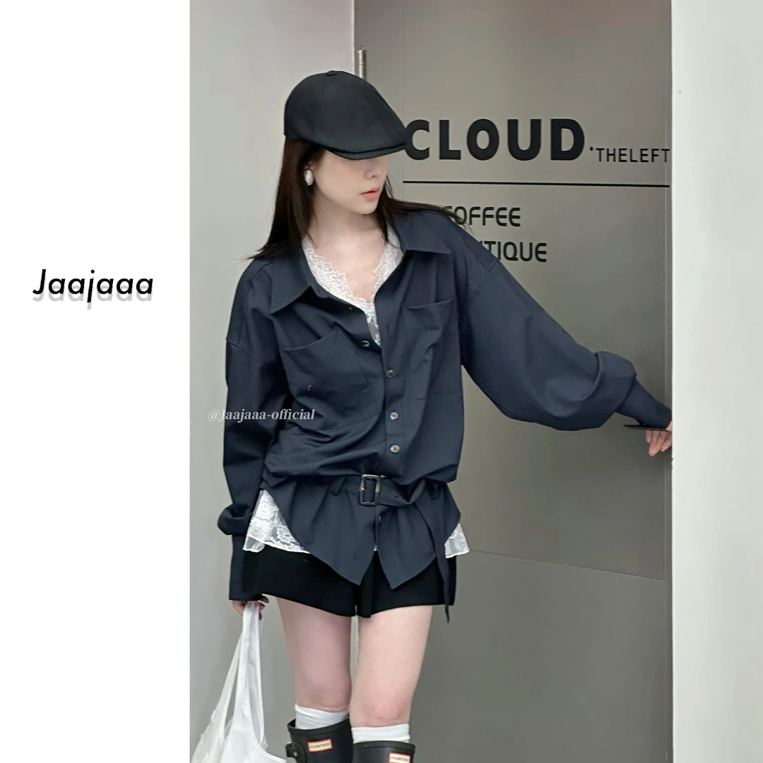 Jaajaaa城市假日 25春款条纹蕾丝吊带两件套百搭休闲/EAXH