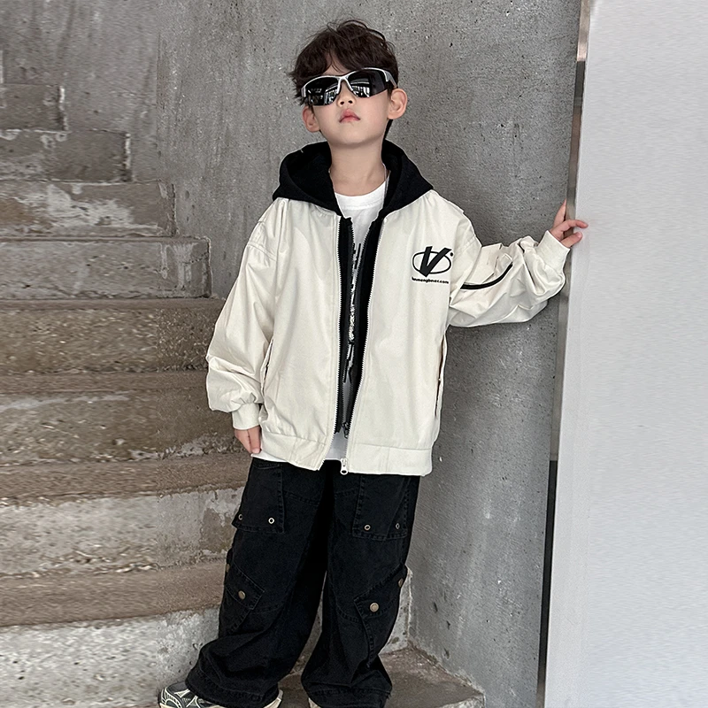童装新款韩版时尚潮流酷帅连帽外套儿童中小童男孩宝宝休闲外套