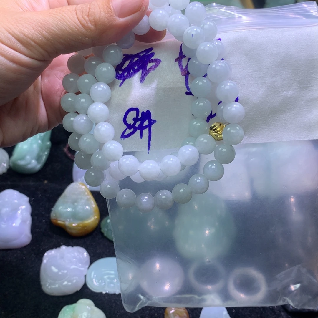 定制翡翠未镶嵌珠链卡8