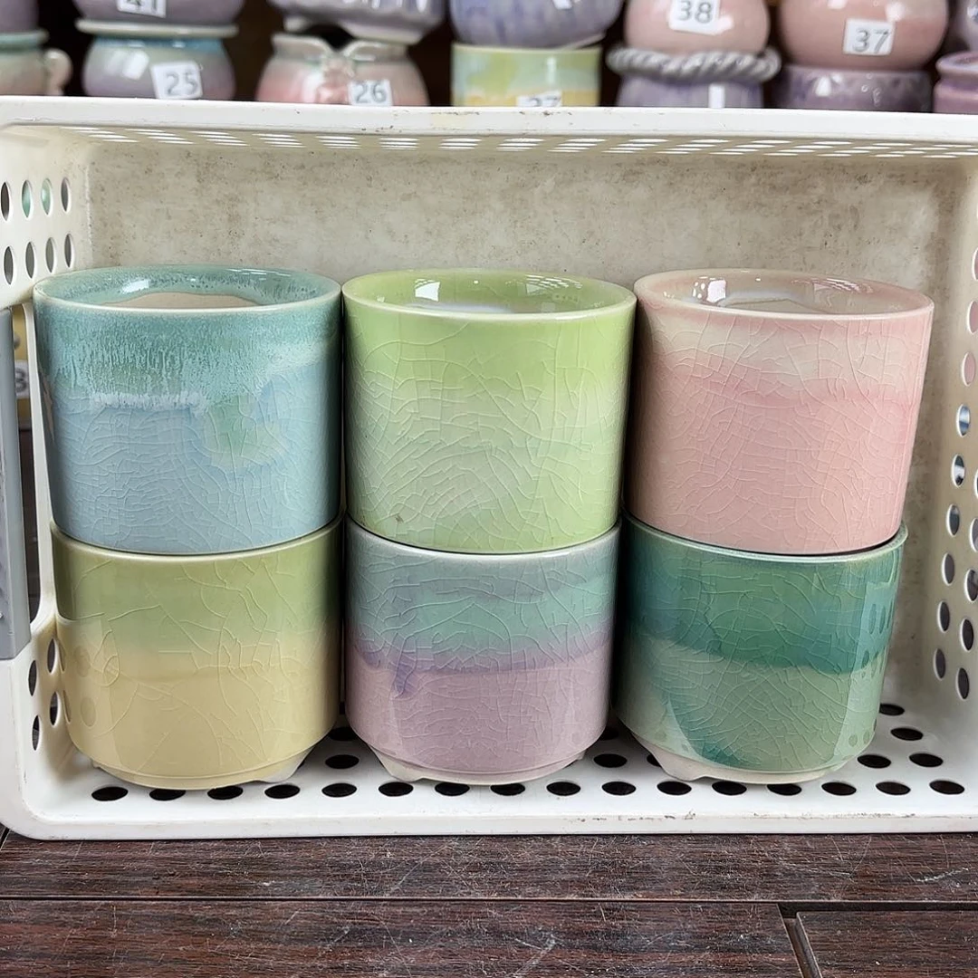 红陶量货/口6.5-7高7深浅搭配发6个