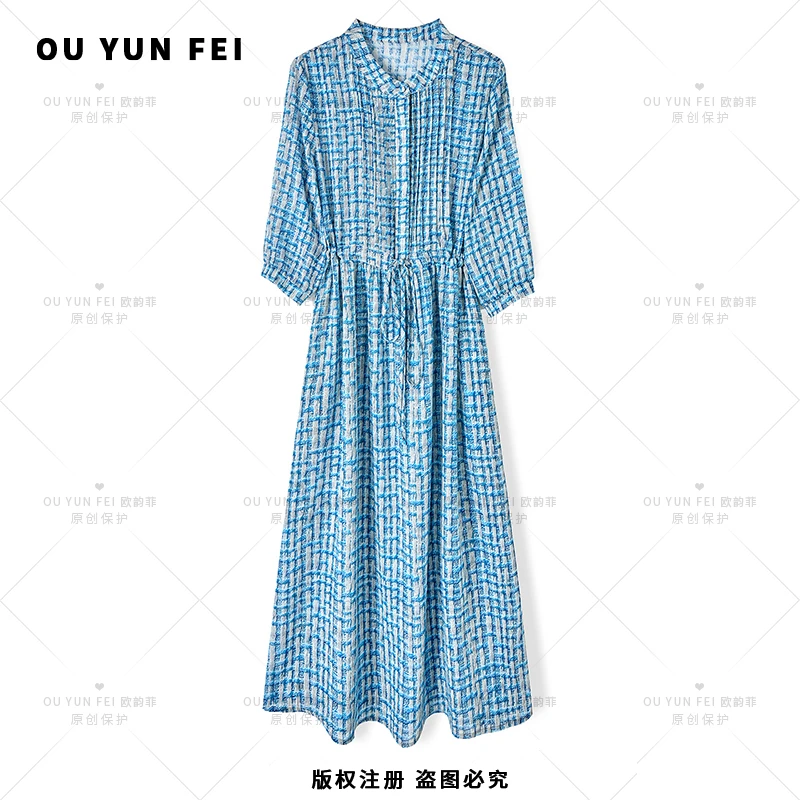 高级感连衣裙女新款气质显瘦穿搭时尚洋气印花长裙HY1610