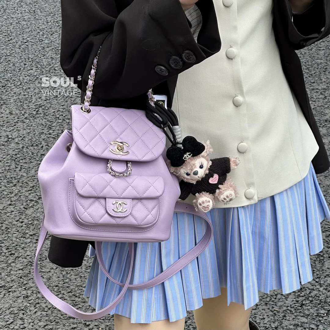 95新 Chanel/香奈儿 紫色单口袋Duma小号 双肩包/692735437