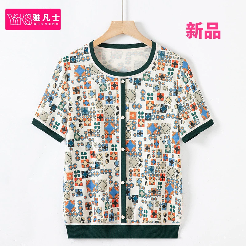 2025妈妈装夏装短袖T恤新款中老年人衣服女奶奶装套装老太太小衫