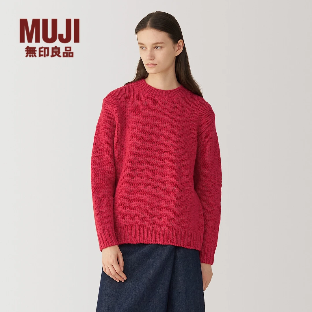 无印良品 MUJI Labo 女式 羊毛 圆领毛衣 女款秋冬 女装