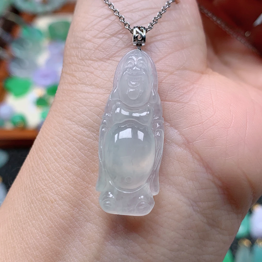 缅甸天然A货翡翠，冰润站佛，编号148/1203尺35.3-13,8-6.7