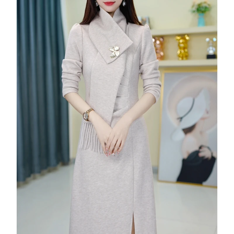 【高货定制】A566图片色连衣裙优雅气质减龄收腰显瘦秋冬设计感