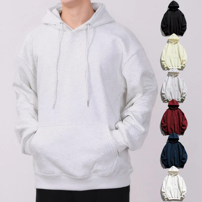 秋冬连帽卫衣定制跨境休闲宽松套头男女生运动外套纯色男士连帽衫