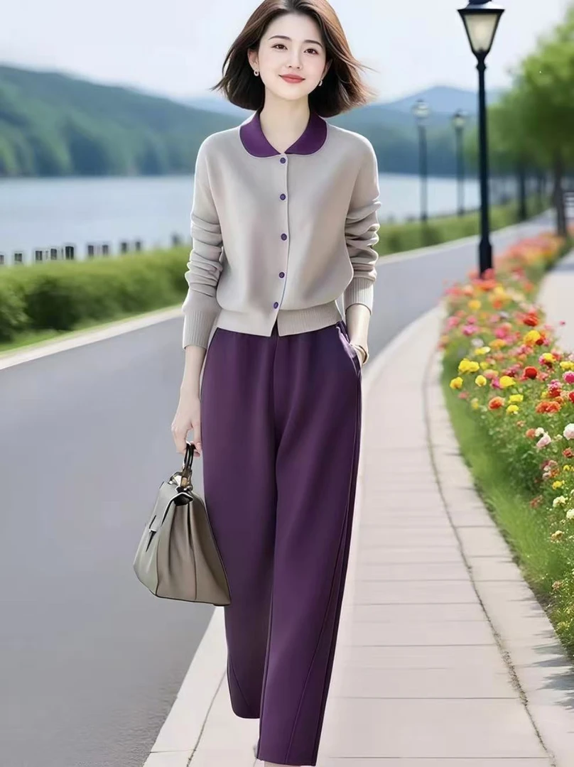 长袖时尚洋气女装两件套高级感撞色休闲气质卫衣套装