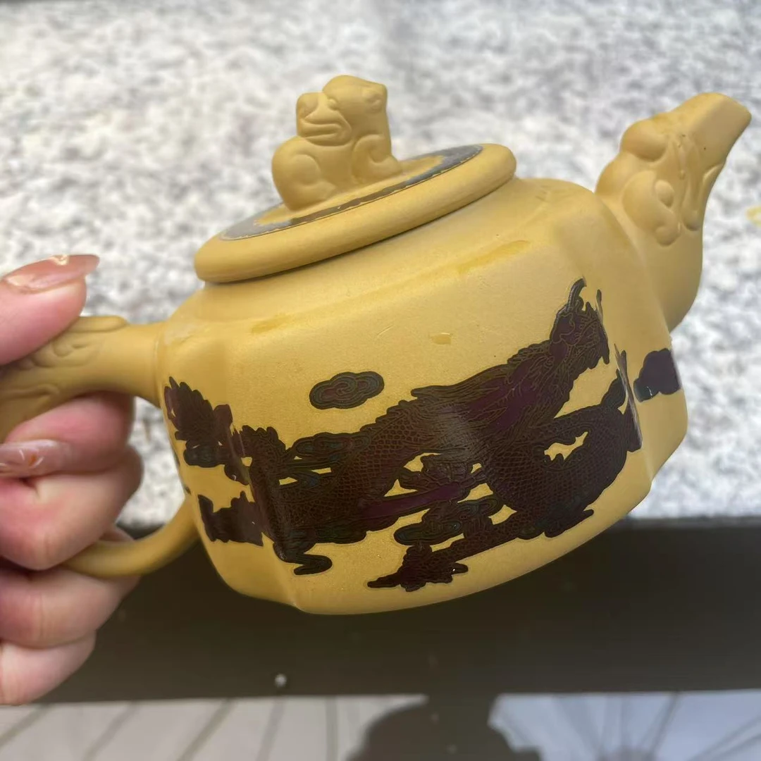 【闪购商品】黄金段泥四方龙凤变色凤鸣壶
