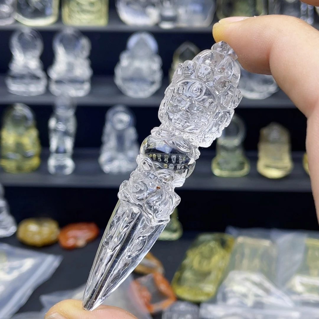 【闪购商品】水晶颈饰未镶嵌马*远白水晶精雕金刚降魔杵