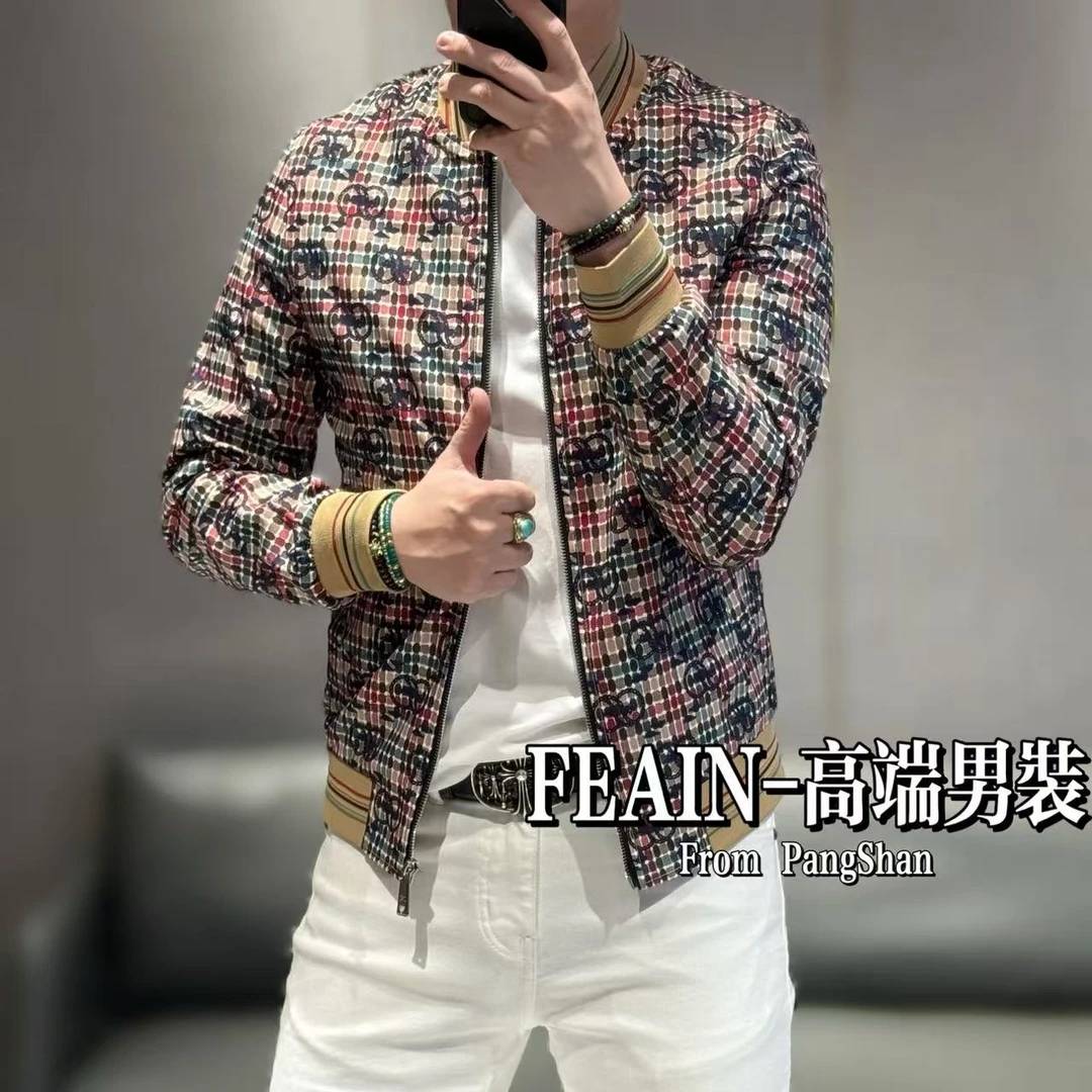 【雷迪·凯奇】定制苏格兰风格经典格纹碎花点缀拉链棒球服夹克0087
