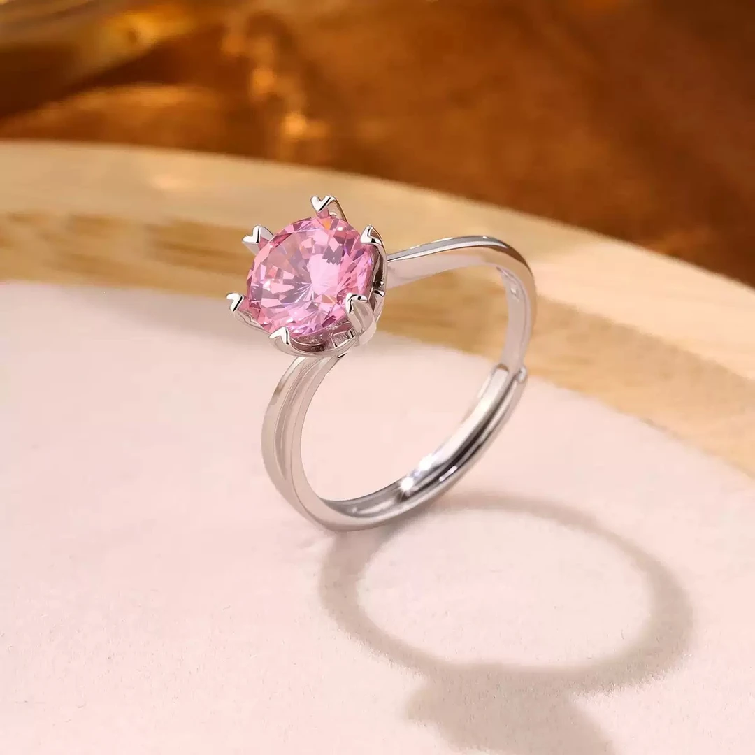 轻奢设计-粉色高精切宝石戒指YH-493