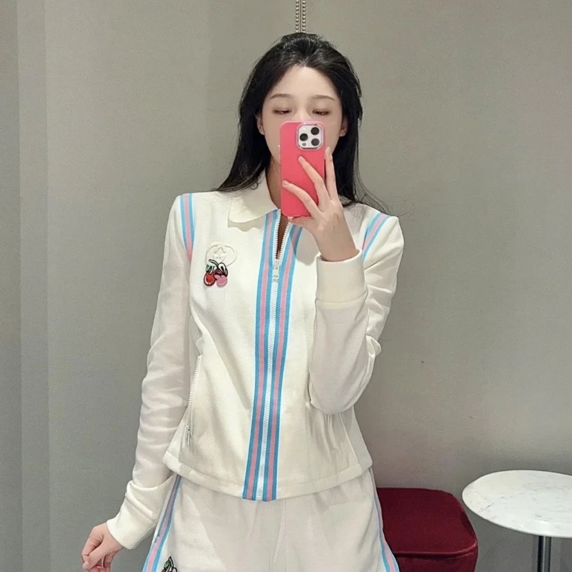 未使用 GUCCI/古驰 樱桃刺绣拉链夹克外套