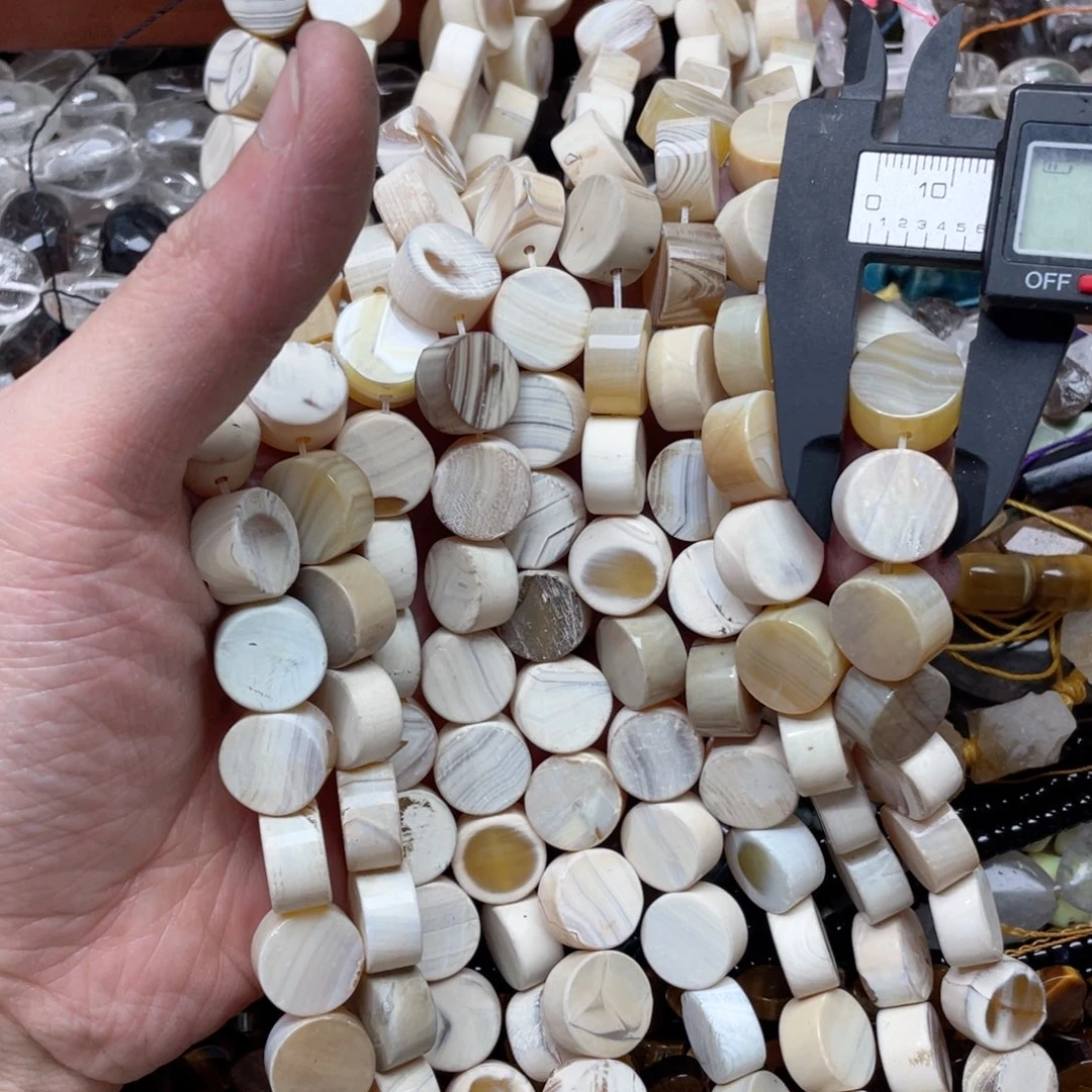 玛瑙/玉髓合金珠宝半成品一条15mm奶皮玛瑙