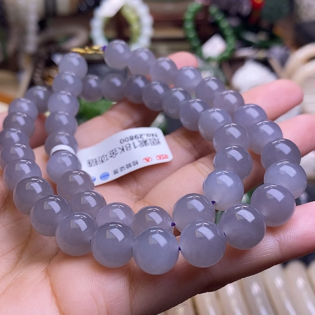 颈饰未镶嵌和田玉毕业级高冰烟紫项链卡10
