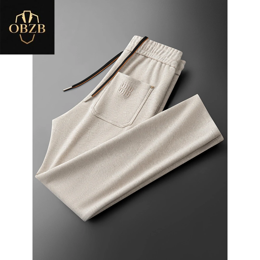 秋冬高端新款加绒羊毛呢裤子加厚保暖休闲裤男款修身直筒运动卫裤