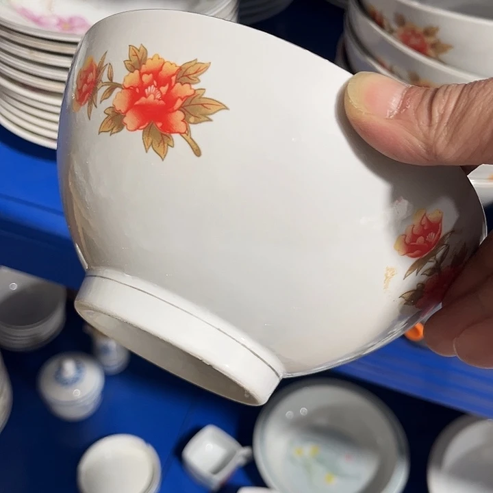 日用釉下五彩官窑瓷器17.5厘米斗笠碗