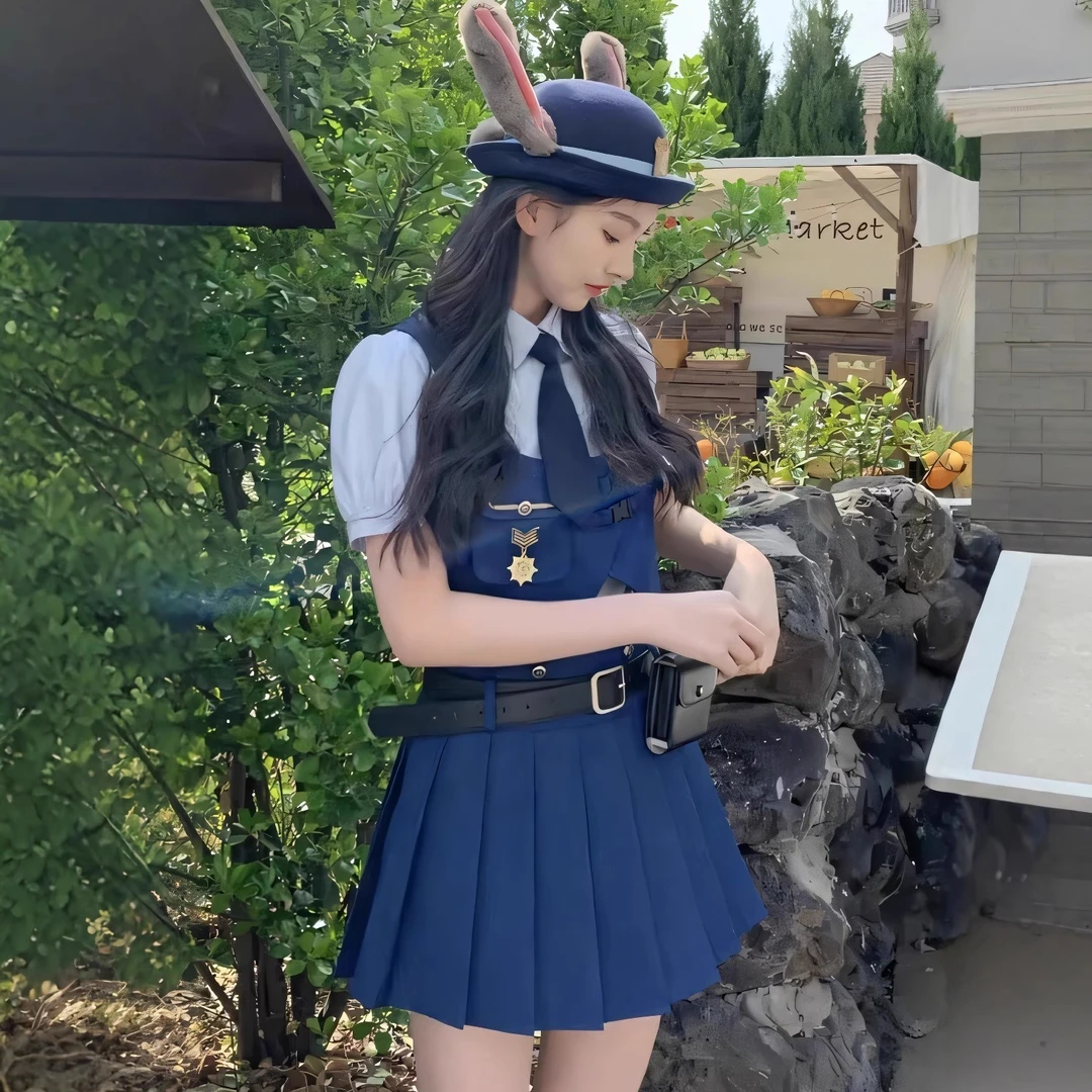 迪士尼疯狂动物环球影城穿搭朱迪兔子警官cos衣服成人公主裙春夏