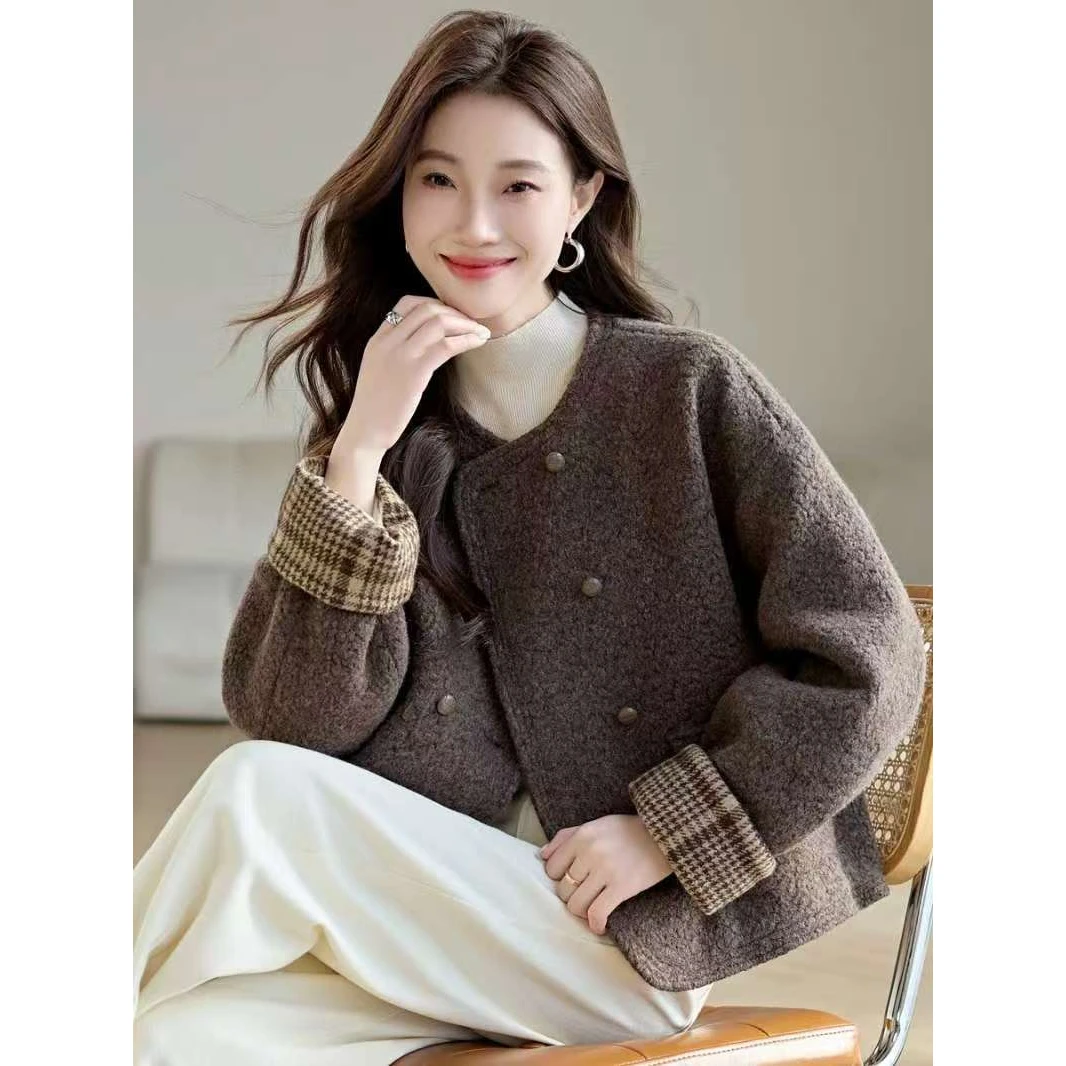 8092  M羊羔小香风外套女秋冬季2025新款时尚宽松显瘦气质上衣