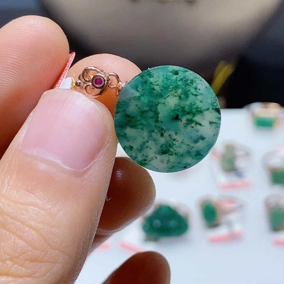 独山玉银S925镶嵌吊坠