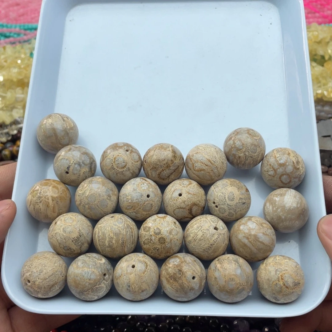 玛瑙/玉髓珠宝半成品未镶嵌五个装珊瑚玉圆珠卡20mm