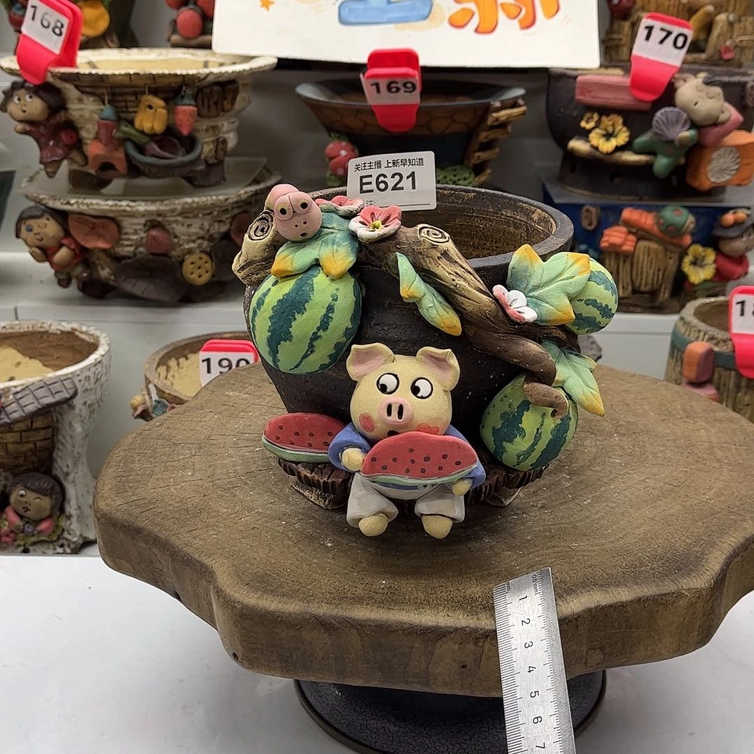 花盆621白狐花盆手捏