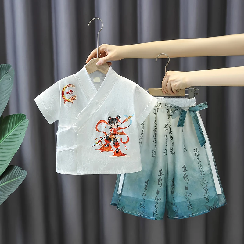 儿童汉服2025新款夏季国风套装女童超仙薄款唐装男童新中式演出服