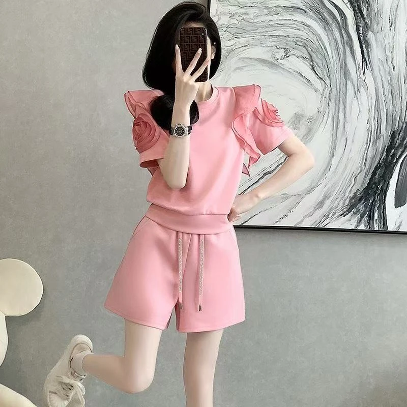 休闲风时尚套装女装休闲套装夏季时尚洋气韩版百搭夏装小个子运动