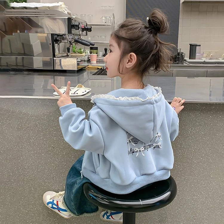 女童韩版连帽卫衣外套春秋新款女宝洋气休闲上衣女孩长袖套头开衫